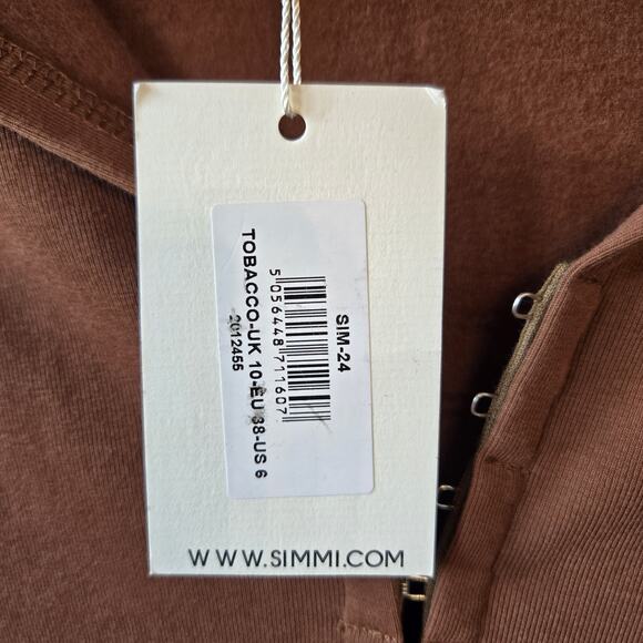 Simmi London Top Womens 6 Corset Tobacco Hook & Eye Cropped Long Sleeve Stretch - Picture 9 of 12